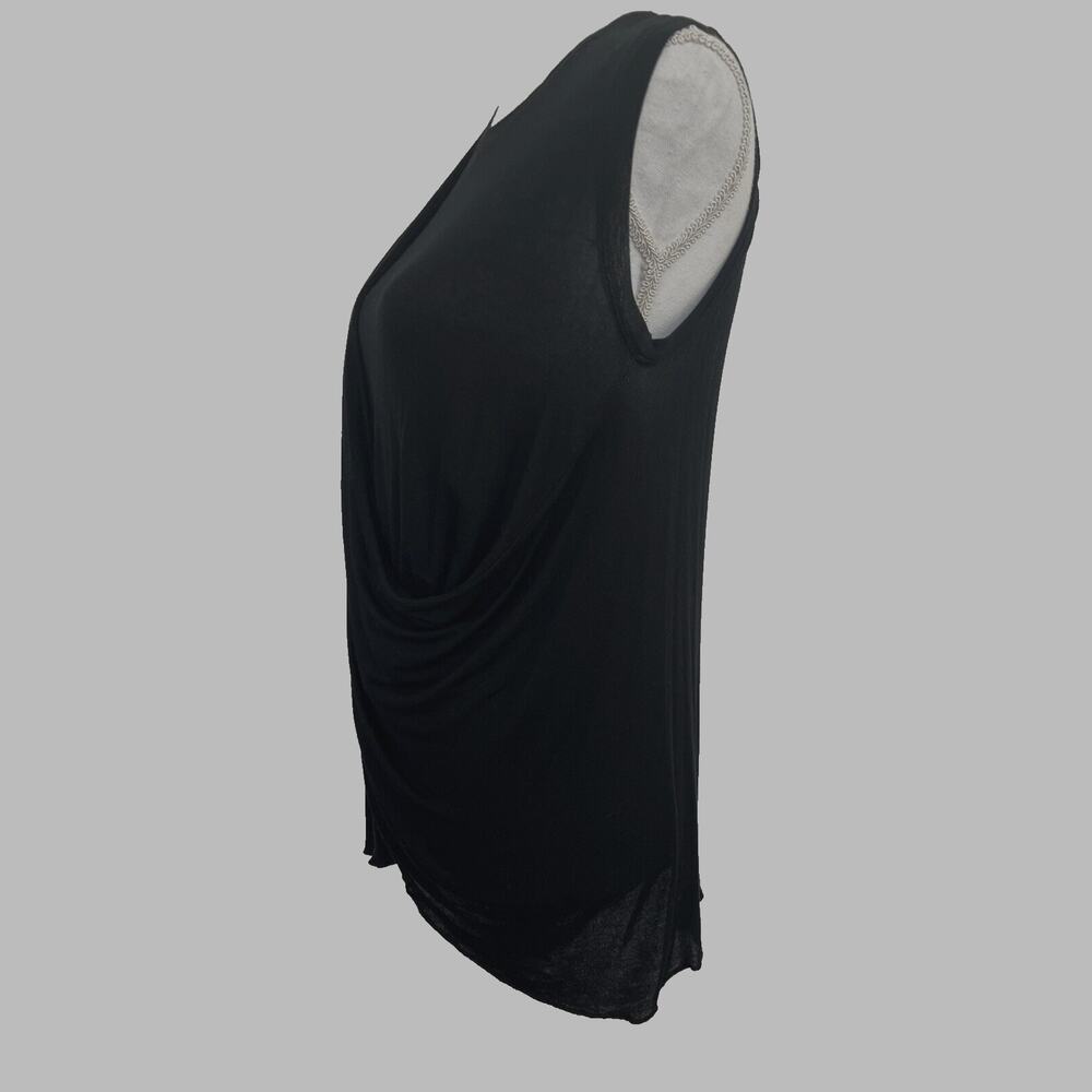 BCBG Max Azria Black Sleeveless Draped Zip Shoulder Tunic Top Layering Small